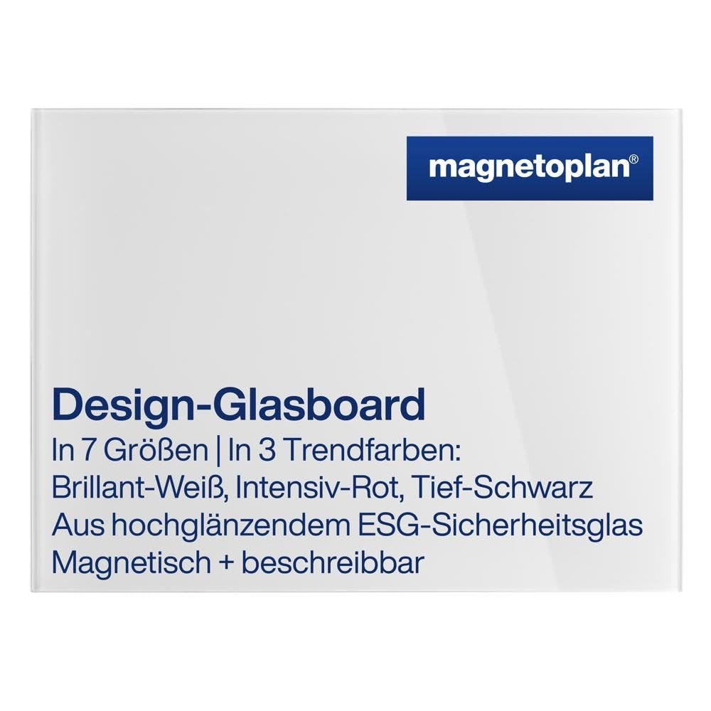 magnetoplan 13403000 Magnetic Design Glassboard, 800 x 600 mm, Brilliant White