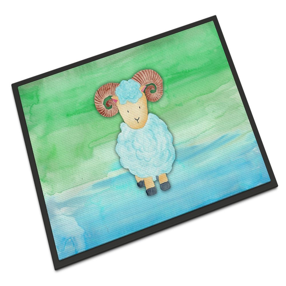Caroline's Treasures Watercolor Ram Sheep Doormat, Multicolor, 18H x 27W