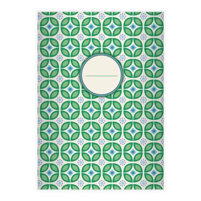 Kartenkaufrausch 16 Cool 1970s Flower DIN A5 Exercise Books, Green Floral Pattern, Ruling 5
