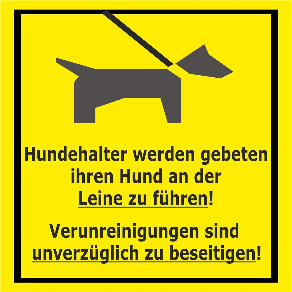 Melis-Folienwerkstatt Sign - Keep Dogs on a Leash - 30 x 20 cm | 3 mm Rigid Foam Board S00216-016-C -20 VAR.