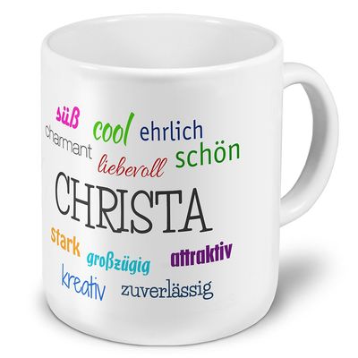 printplanet XXL Giant Mug with the Name Christa – Positive Traits