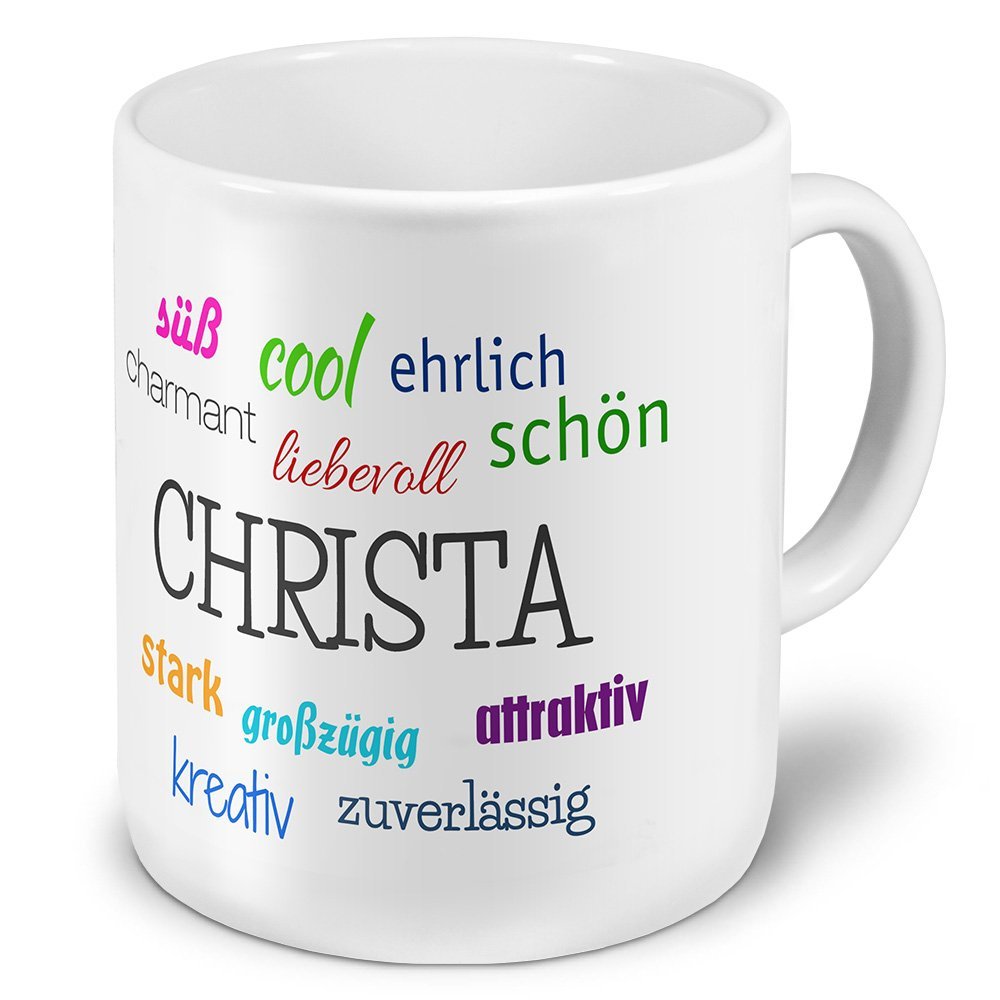printplanet XXL Giant Mug with the Name Christa – Positive Traits