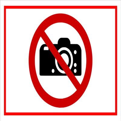 Melis-Folienwerkstatt No Photography Sign - P029, 30 x 20 cm, 3 mm Rigid Foam, Multiple Sizes/Materials