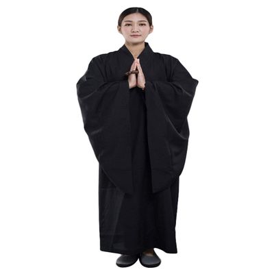 ZooBoo Women's Monk Robe, Zen Style, Long Meditation Dress, Black, Medium
