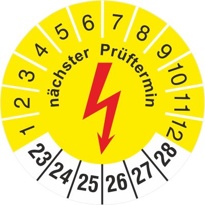 10 pcs. Next Inspection Date Electrical 30 mm Inspection Labels on Roll, Yellow 2023–28
