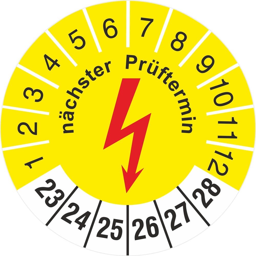 10 pcs. Next Inspection Date Electrical 30 mm Inspection Labels on Roll, Yellow 2023–28