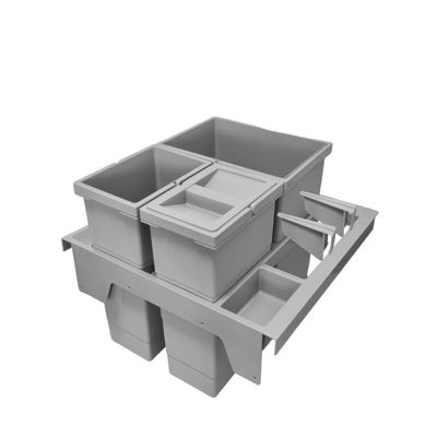 Hailo Waste Sorter Insert 3620631 | Separato K Bin Insert | for 60 cm Cabinet Pull-Out | 3-Way Separation with 1 Bio Lid | Light Gray Plastic
