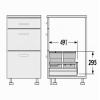 Hailo Waste Sorter Insert 3620631 | Separato K Bin Insert | for 60 cm Cabinet Pull-Out | 3-Way Separation with 1 Bio Lid | Light Gray Plastic view 2
