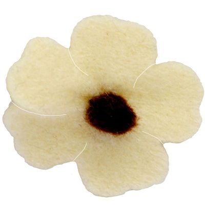 1 Felt Flower Iron-On Applique, 3D Effect, Cream/Brown, 3.2 cm