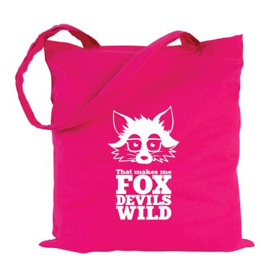 JUNIWORDS Cotton Tote Bag, Choose a Design & Color, That makes me FOXDEVILSWILD (Bag: Pink, Text: White)