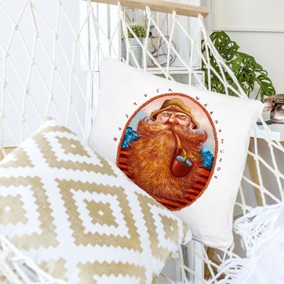 ilka parey wandtattoo-welt Maritime Decorative Sofa Cushion with Sailor and “Rostock Warnemünde” Saying, Includes Filling, ks107