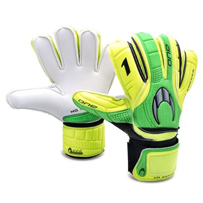 HO Soccer One Flat UCG Goalkeeper Gloves, Yellow/Green/Black, 42.5
