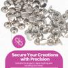 Double-Cap Rivets for Crafts, Shoes, Bags and Leatherwork, 100-Pack, Silver, 12 mm view 3