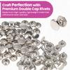 Double-Cap Rivets for Crafts, Shoes, Bags and Leatherwork, 100-Pack, Silver, 12 mm view 4