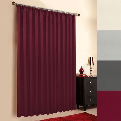 Made-to-Measure Flame-Retardant Blackout Curtain, Extra-Wide, Bordeaux Red, 140 x 300 cm (H x W)