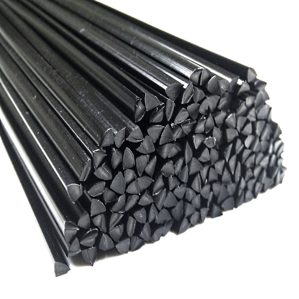 POM Plastic Welding Rod, 4 mm Triangular, Black, 25 Pieces