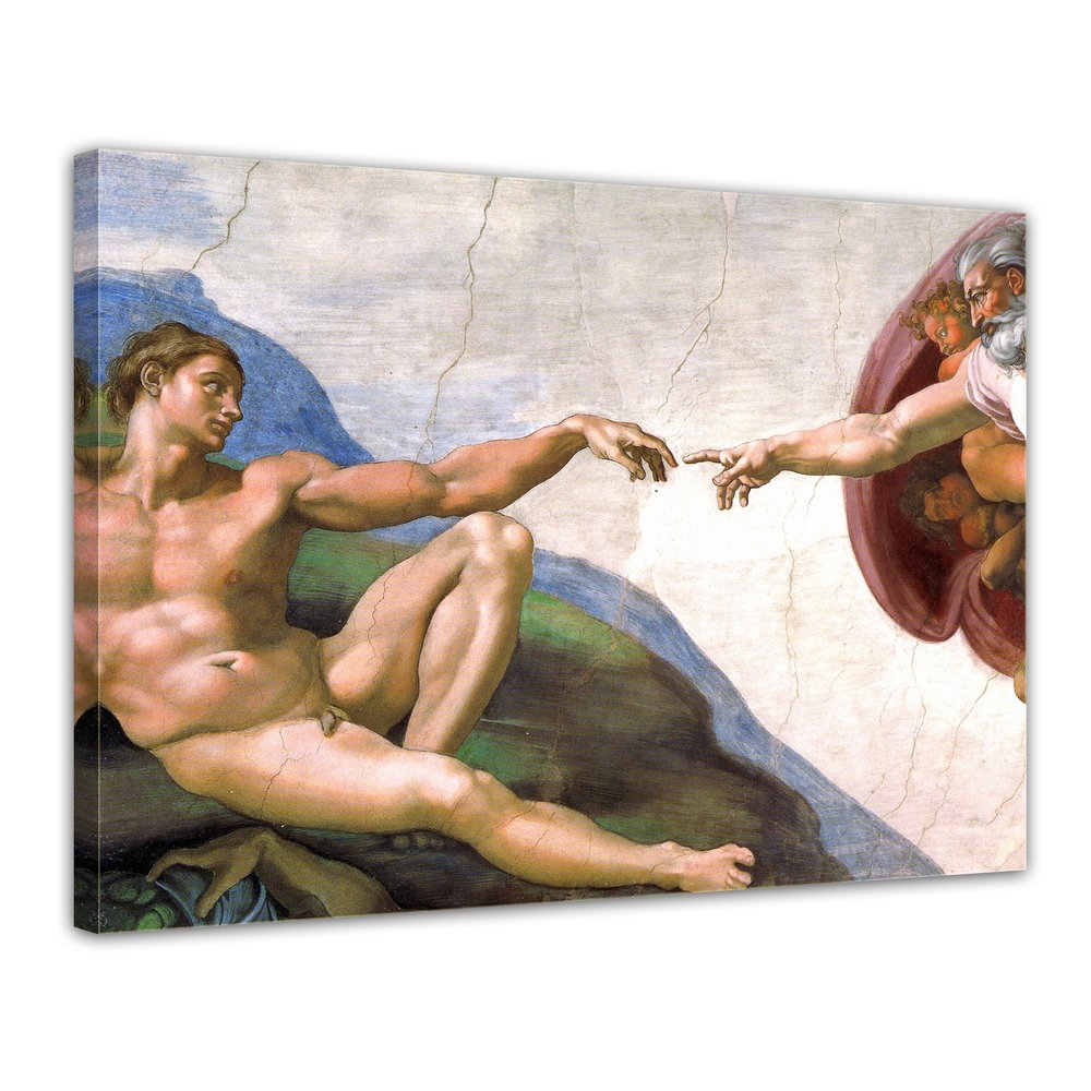 Bilderdepot24 Michelangelo The Creation of Adam Canvas Wall Art, 70 x 50 cm