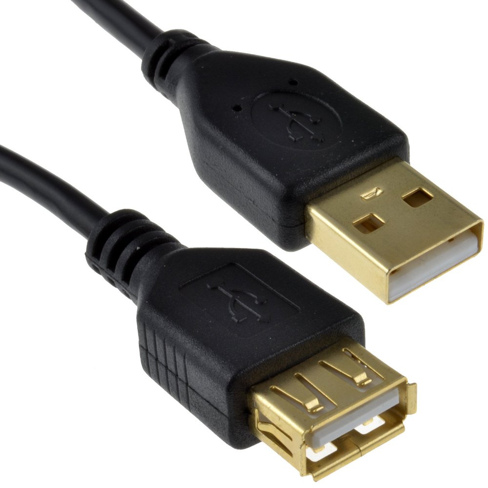 kenable USB 2.0 Extension Cable, 24 AWG, Gold-Plated USB-A Male to Female, 0.25 m, Black