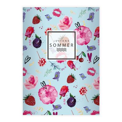 Kartenkaufrausch 16 Personalized Cheerful Summer DIN A5 Notebooks, Light Blue, Ruled No. 4