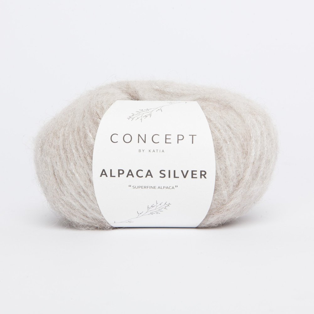 Katia Alpaca Silver Concept Yarn, Beige/Plata (251), 25 g / Approx. 120 m