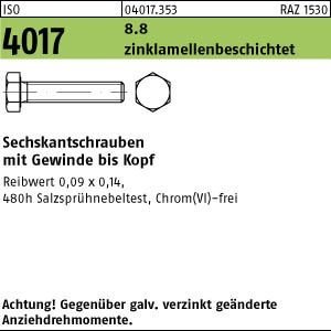 ISO 4017 Fully Threaded Hex Bolts M16 × 100, Steel Grade 8.8, Zinc-Flake Coated, 25-Pack
