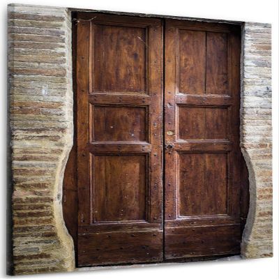 Wallario Brown Wooden Door Canvas Print – Wall Art 60 x 90 cm