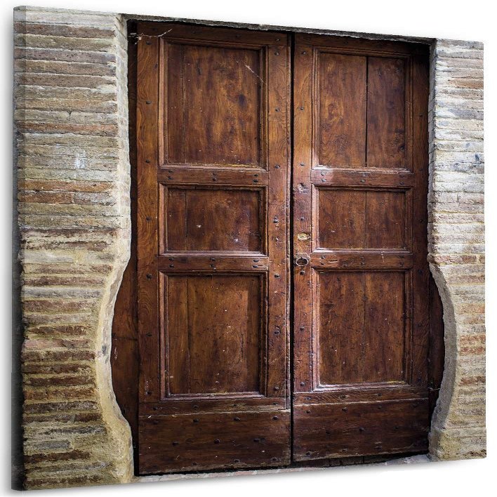 Wallario Brown Wooden Door Canvas Print – Wall Art 60 x 90 cm