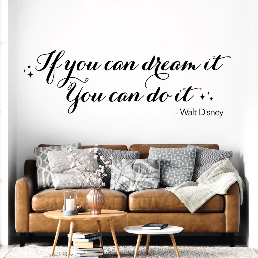 Vinyl Wall Sticker with Walt Disney Quote, Black