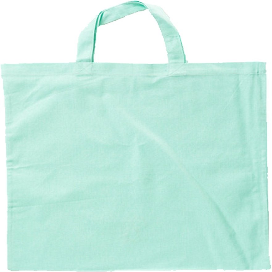 Nashville print factory cotton bag, short handles, 10-pack, mint blue, unprinted