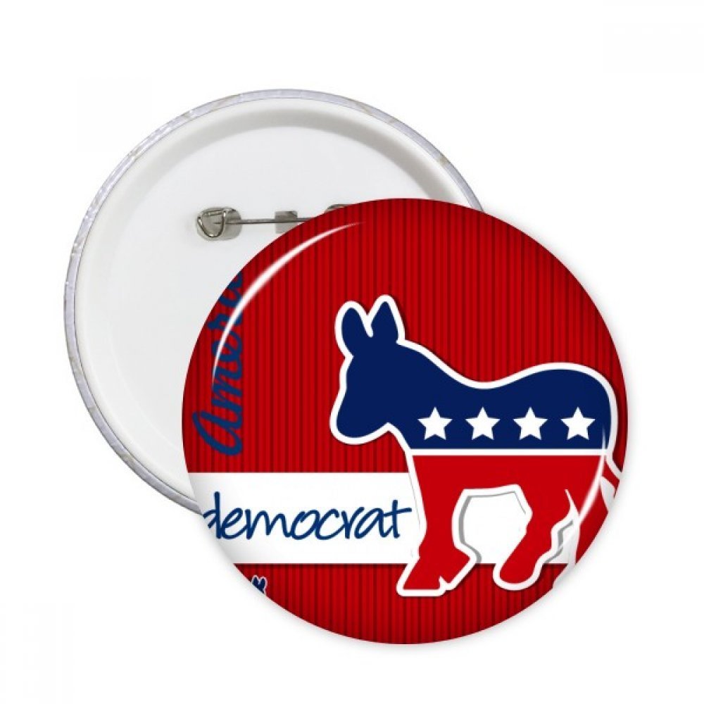 U.S. Democratic Donkey Emblem Round Pin Badges, 5-Pack