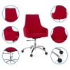 hjh OFFICE 670923 Shake 100 Design Swivel Office Chair, Red Fabric, Height-Adjustable, with Casters and Cushion view 3
