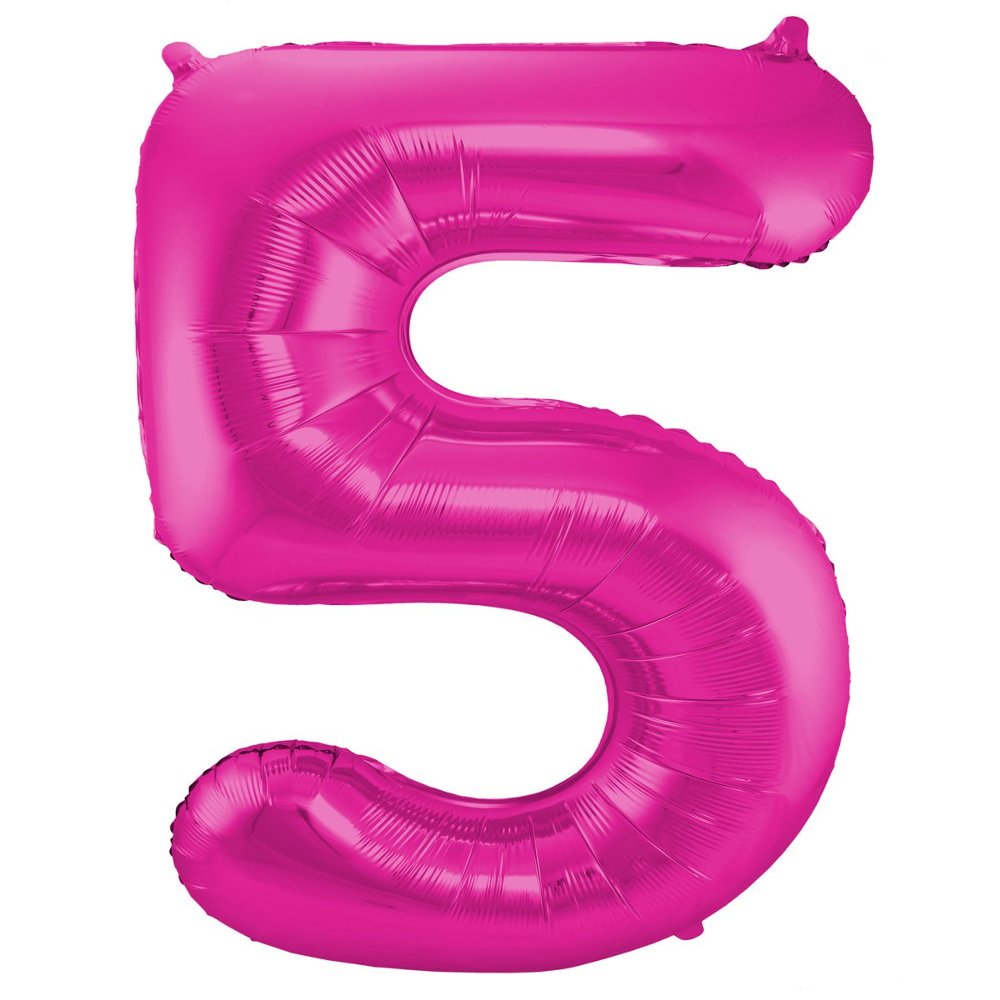 Folat 631952 Number 5 Foil Balloon, Magenta, Approx. 86 cm