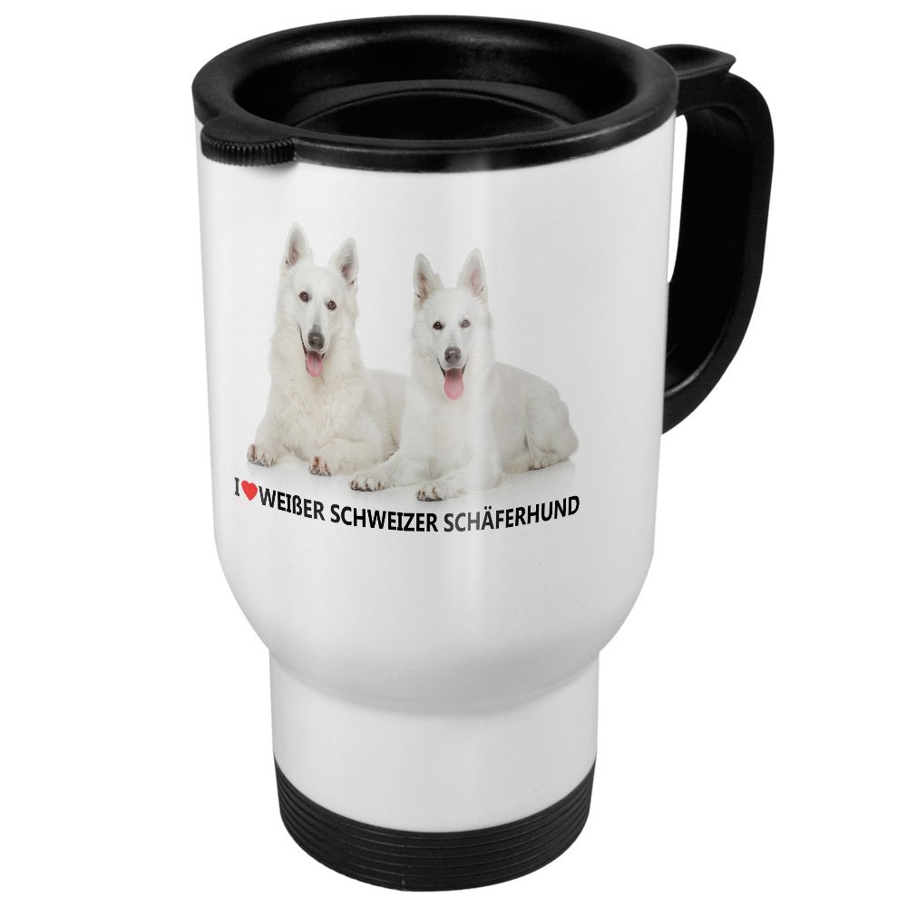 PrintPlanet White Swiss Shepherd Dog Travel Mug