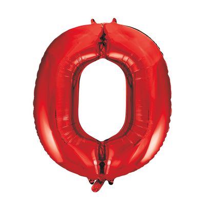 Giant Number 0 Foil Balloon, 86 cm, Red