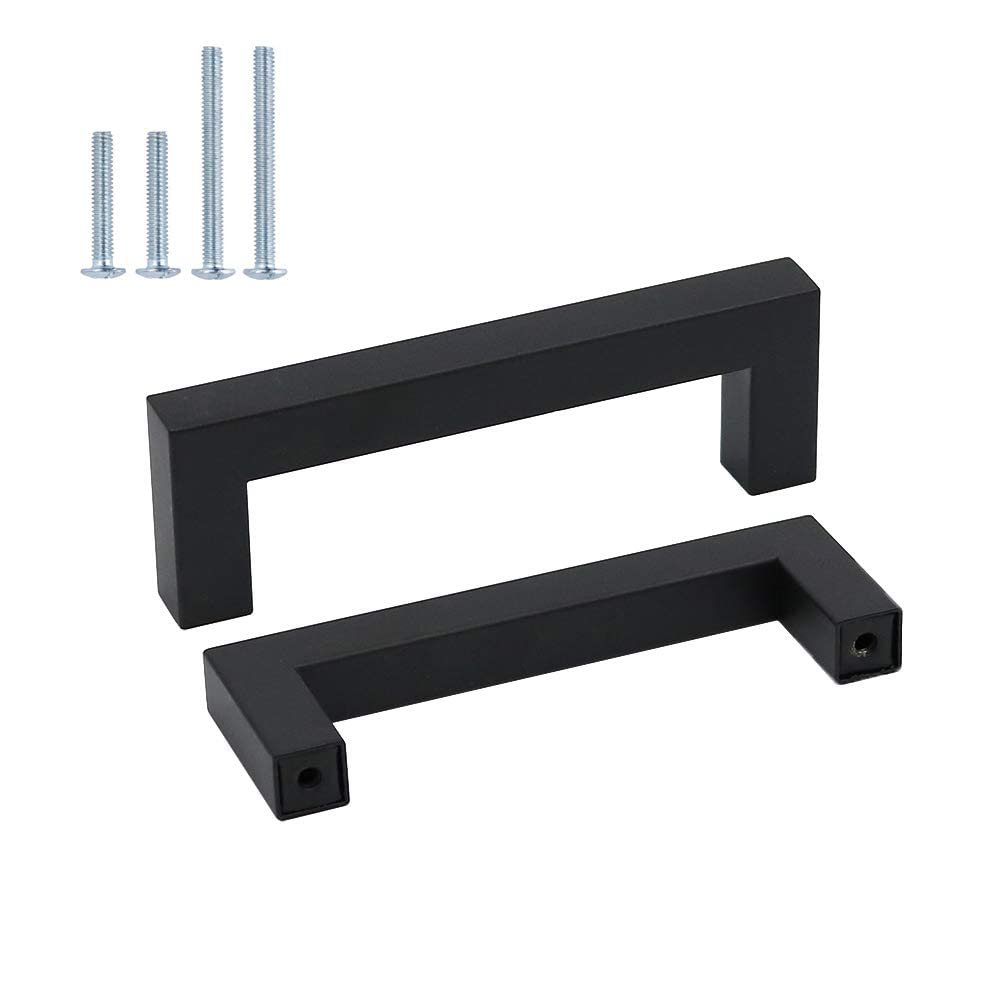 Goldenwarm 10-Pack Black Cabinet Handles, 96 mm, Stainless Steel
