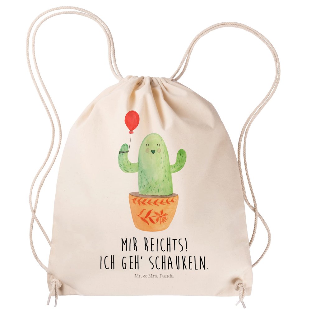 Mr. & Mrs. Panda Cactus Balloon Cotton Drawstring Bag