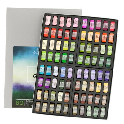 Jack Richeson Hand-Rolled Soft Pastels, Landscape Garden, 80-Piece Set