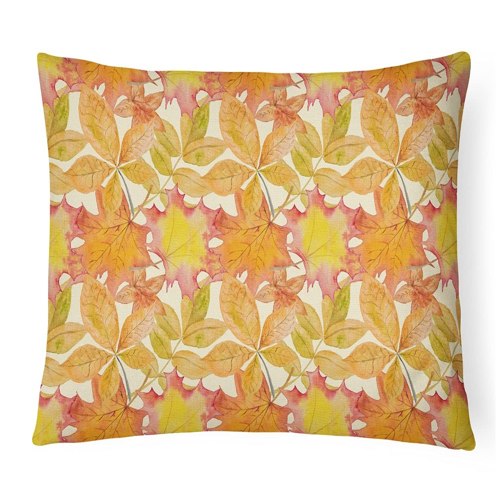 Caroline's Treasures Fall Leaves Watercolor Outdoor Canvas Pillow, Multicolor