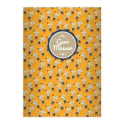 Kartenkaufrausch 2 Personalized Funny Kids' DIN A4 School Notebooks, Math Notebooks with Cool '70s Muses in Yellow, Grid 29