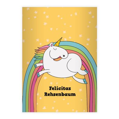 Kartenkaufrausch Set of 4 Personalized Unicorn A4 Math Exercise Books, Yellow Grid