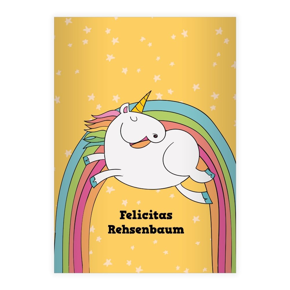Kartenkaufrausch Set of 4 Personalized Unicorn A4 Math Exercise Books, Yellow Grid