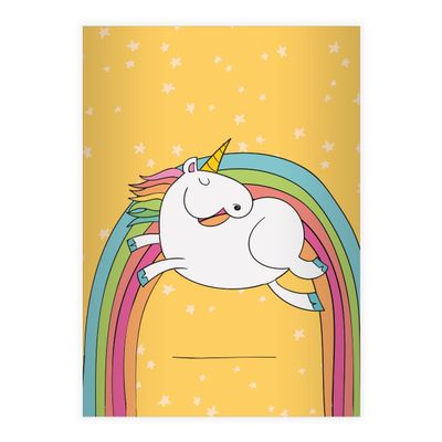 Kartenkaufrausch 2 Cute Unicorn DIN A5 Exercise Books, Math Grid, Yellow, Rainbow and Stars, Ruling 7