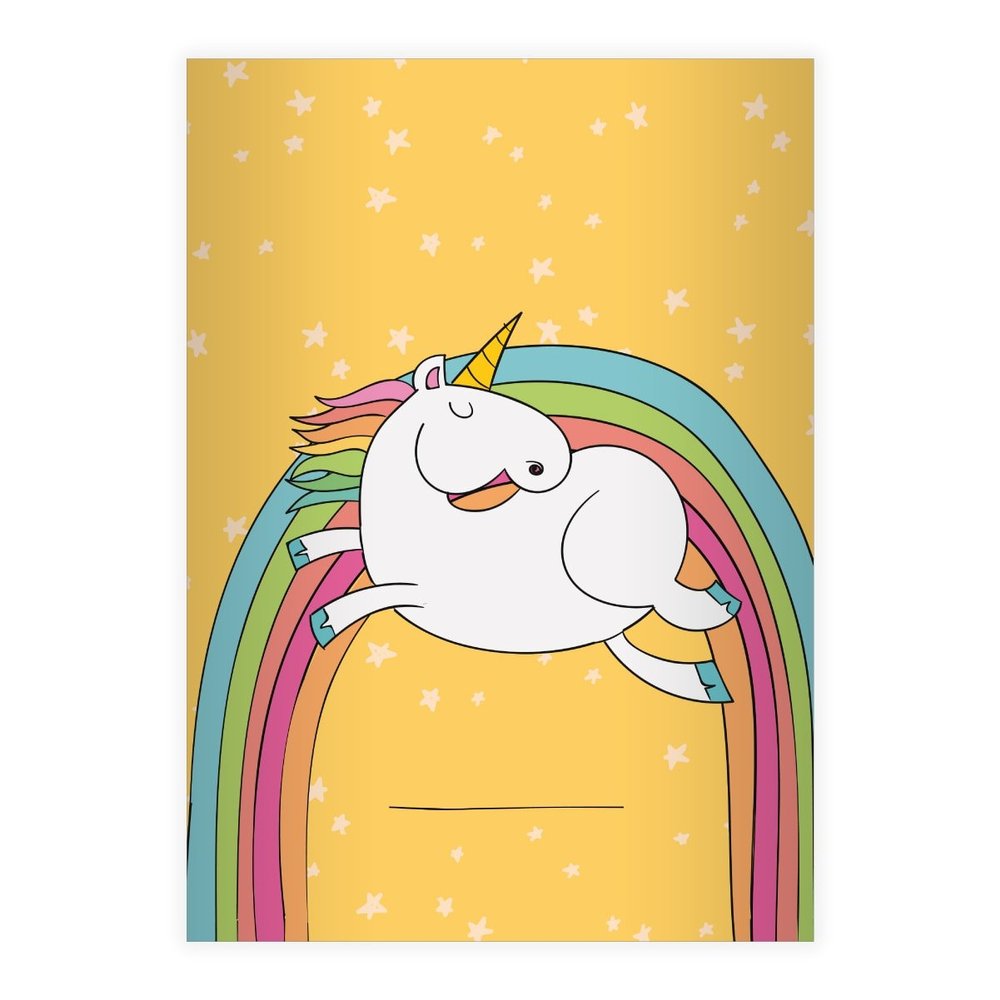 Kartenkaufrausch 2 Cute Unicorn DIN A5 Exercise Books, Math Grid, Yellow, Rainbow and Stars, Ruling 7
