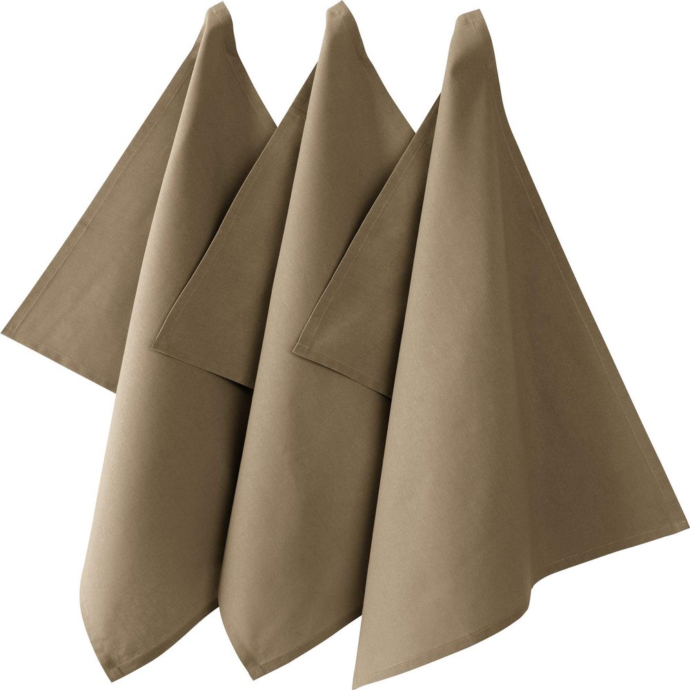 REDBEST Seattle Kitchen Towels, 3-Pack, 100% Cotton, Taupe, 50 x 70 cm
