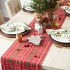 DII Holiday Tartan Holly Plaid Cotton Table Runner, Red/Green, 14 x 108 in view 4