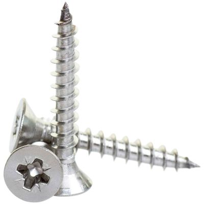 A2 Stainless Steel Pozi Countersunk Chipboard Screws, Fully Threaded, 6 x 130 mm