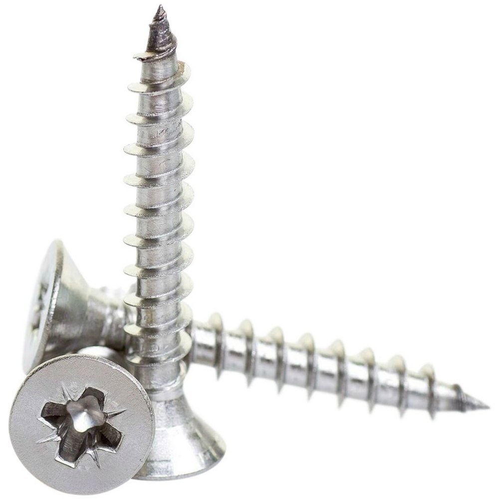 A2 Stainless Steel Pozi Countersunk Chipboard Screws, Fully Threaded, 6 x 130 mm