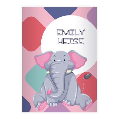 Kartenkaufrausch 16 Personalized DIN A4 Elementary School Notebooks, Cute Comic Elephants, Pink Contrast Ruling 2