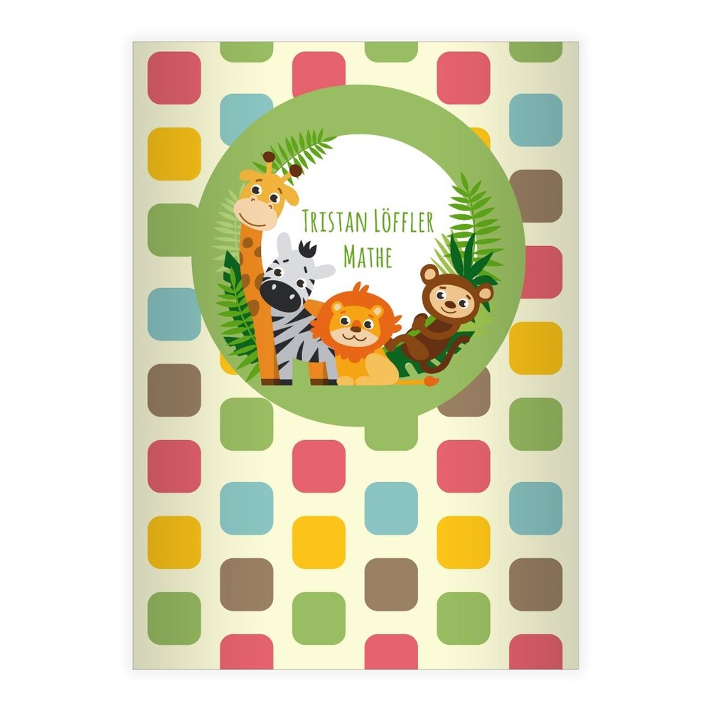 Kartenkaufrausch Personalized Colorful Zoo A4 School Notebook, Green, Ruled 27