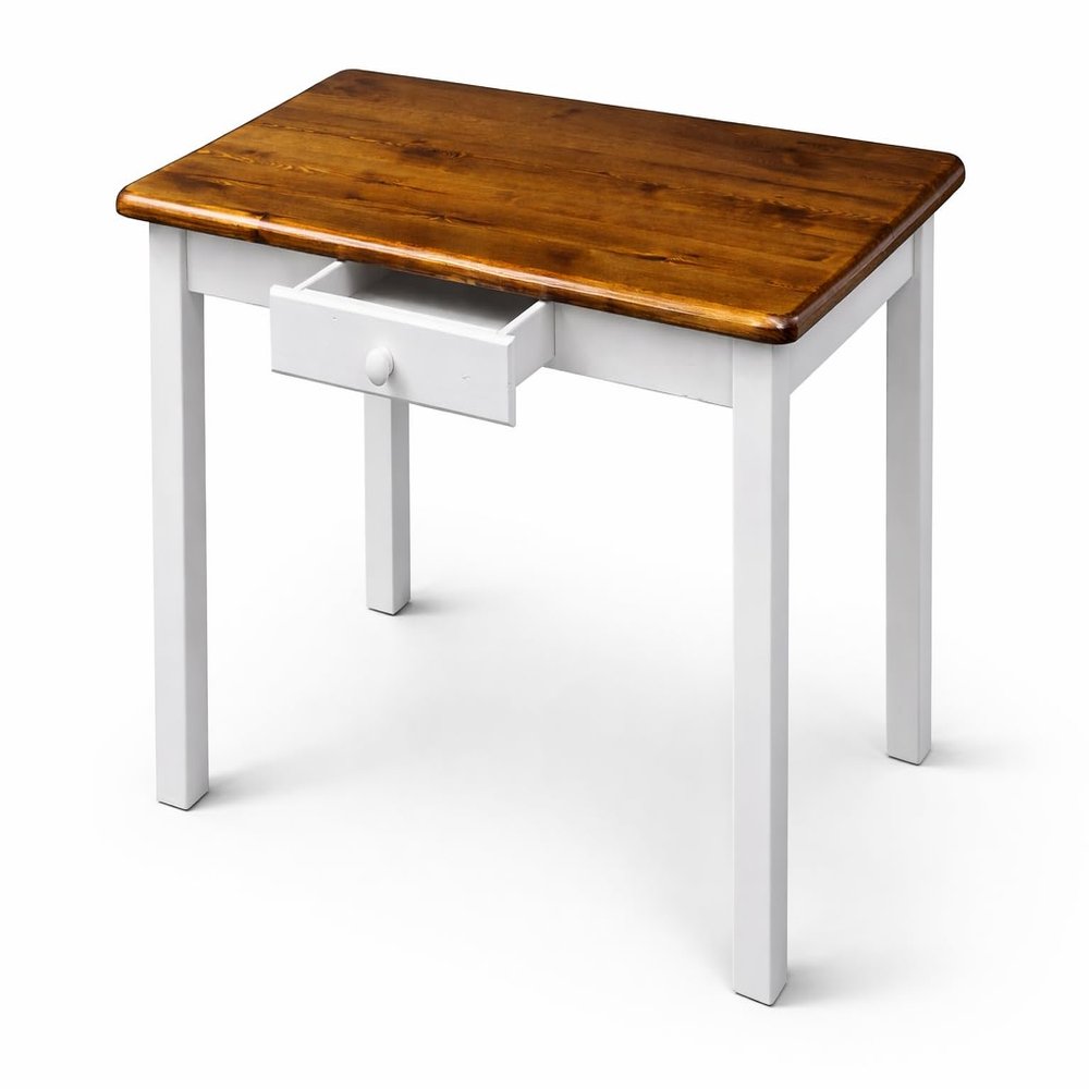 Magnetic Furniture Dining Table with Drawer, Solid Pine (80 x 80 cm, Oak)